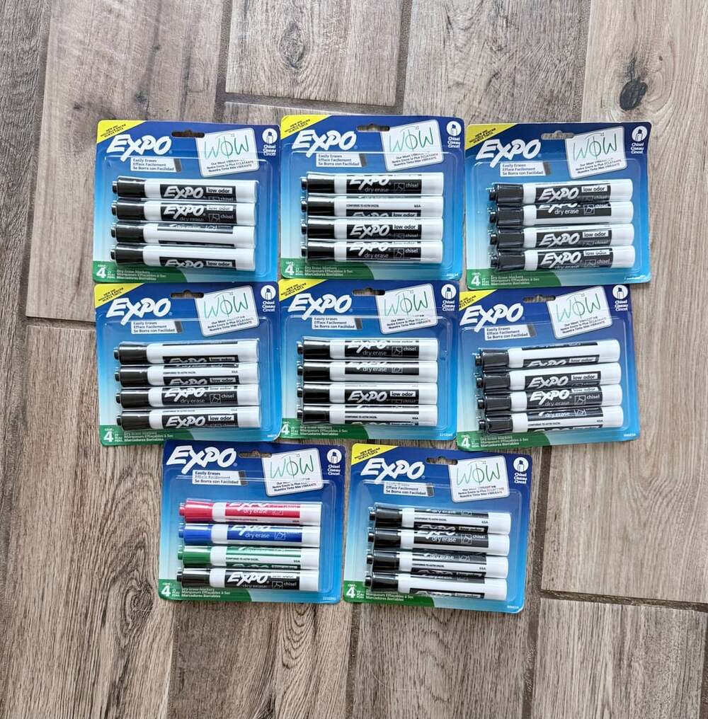 EXPO Low Odor Dry Erase Markers Chisel Tip Black Assorted 4-Count Packs Lot of 8